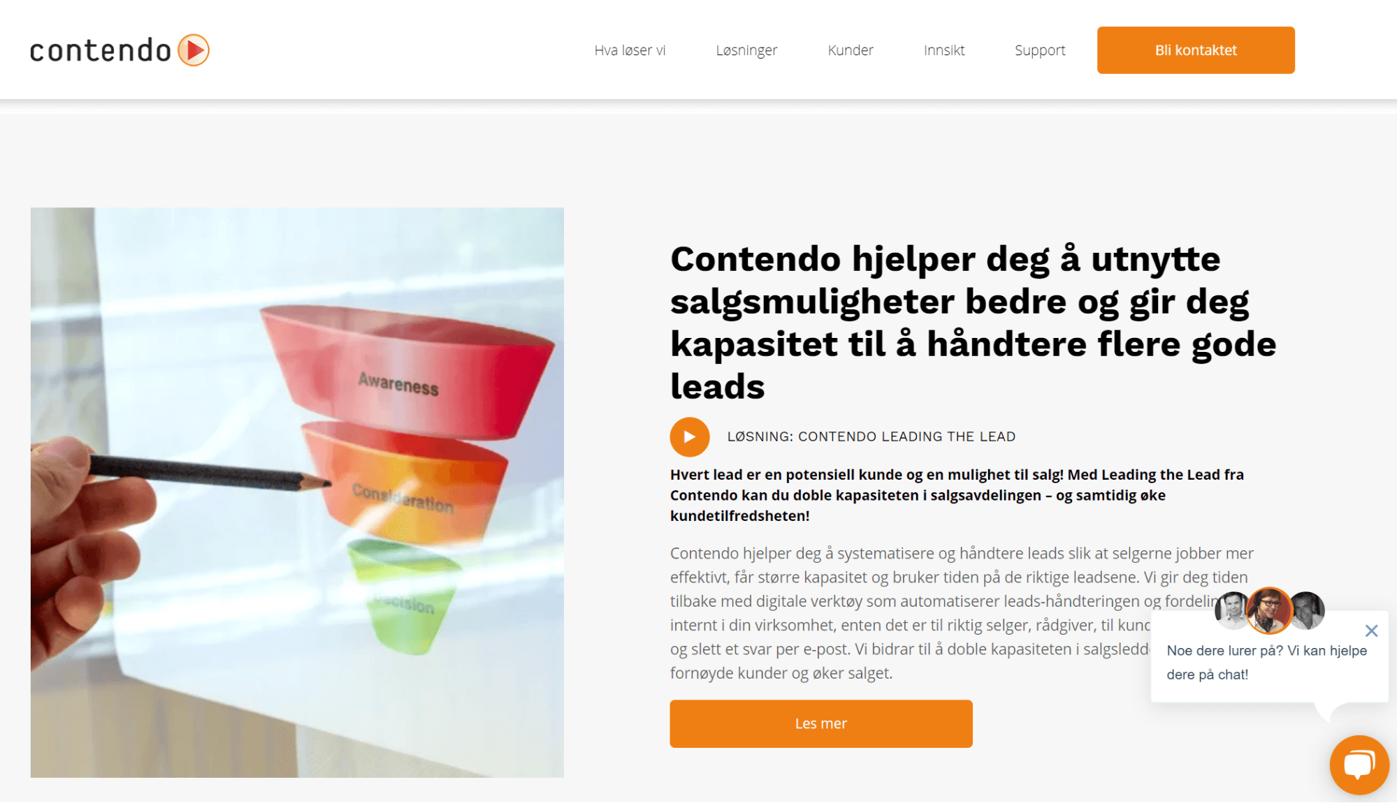 Contendos nettsted med presentasjon av Leading the Lead